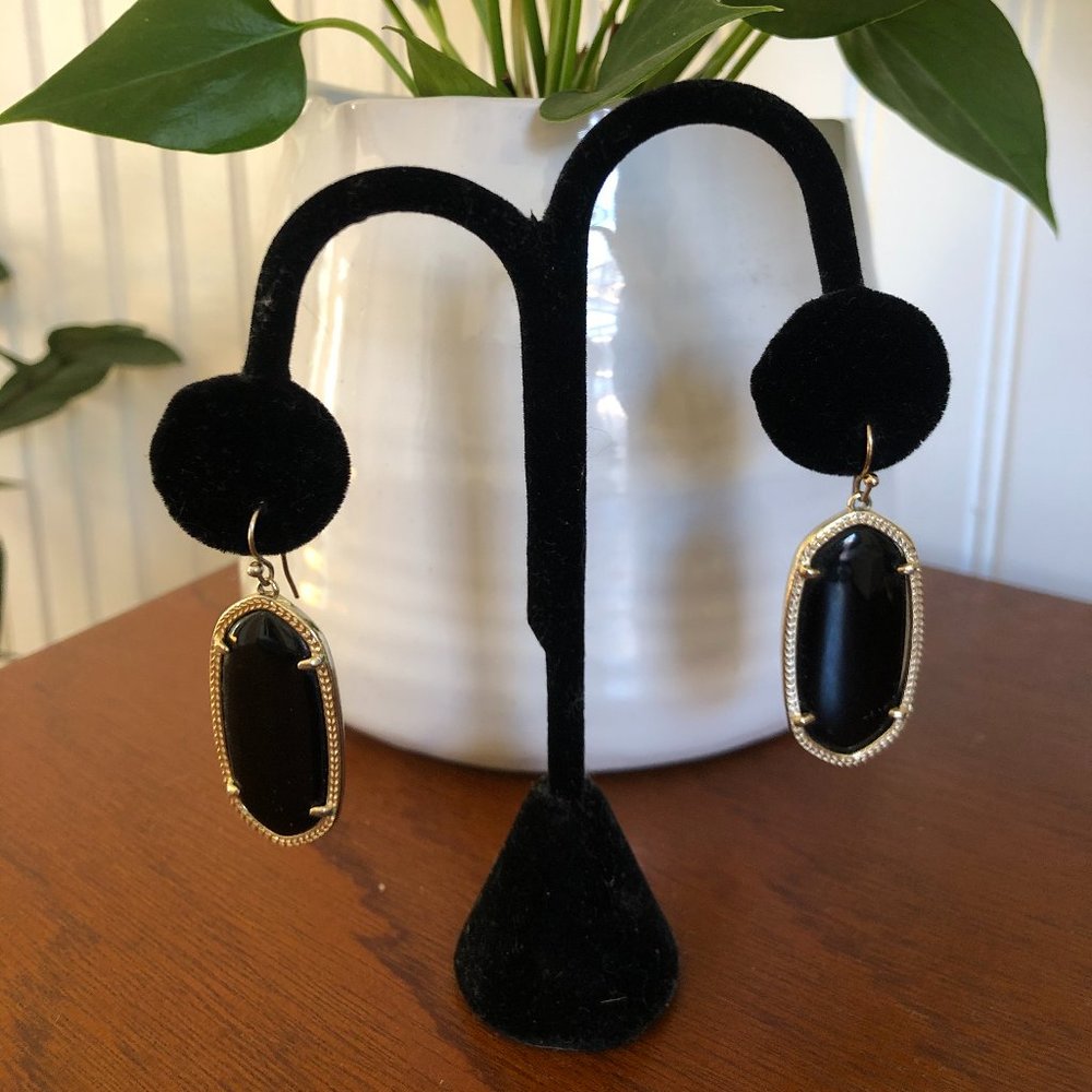 Kendra Scott Elle Gold Drop Earrings In Black